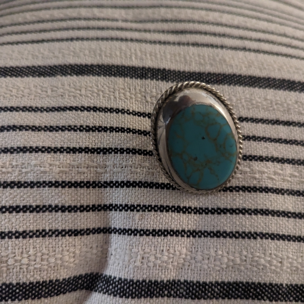 VINTAGE NATIVE AM. TURQUOISE RING - Picture 2 of 4